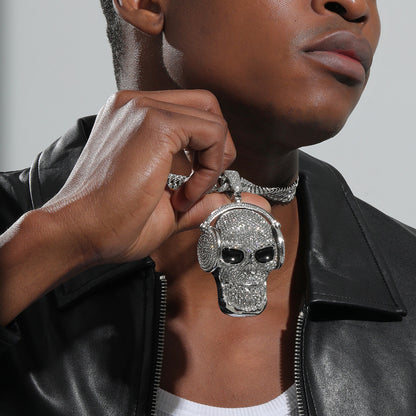 Big Skull Pendant Cuban Necklace, Hip Hop Necklace, Personalized Creativity, Handmade