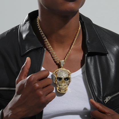 Big Skull Pendant Cuban Necklace, Hip Hop Necklace, Personalized Creativity, Handmade