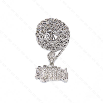 Banknote pendant necklace, set with diamonds, versatile and personalized full of diamonds