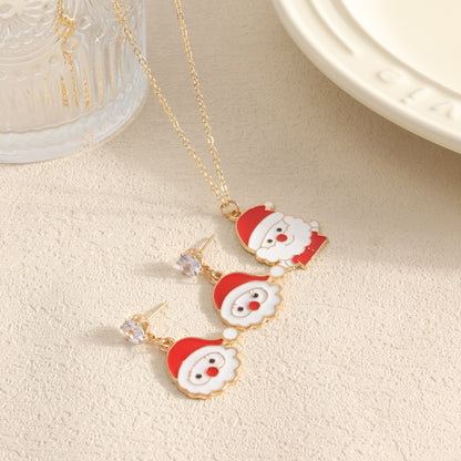 Christmas decorations.A Santa Claus necklace+a pair of Santa Claus earrings, can be paired with any outfit, very beautiful