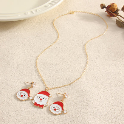 Christmas decorations.A Santa Claus necklace+a pair of Santa Claus earrings, can be paired with any outfit, very beautiful