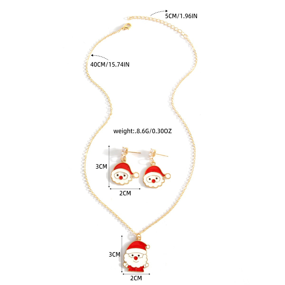 Christmas decorations.A Santa Claus necklace+a pair of Santa Claus earrings, can be paired with any outfit, very beautiful