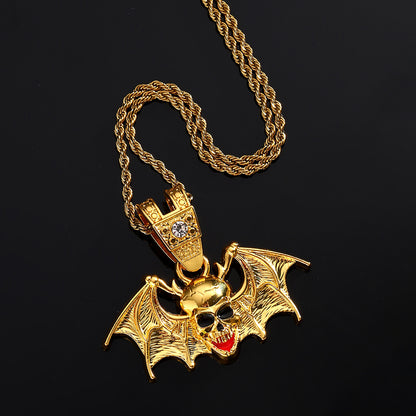 1 Skull necklace, Halloween hip-hop style, three colors, no fading, Fried Dough Twists necklace